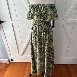 SHEIN Green and Cream Floral Dress